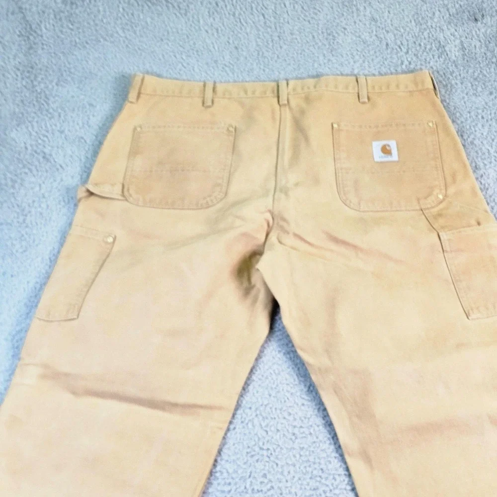 Vintage Carhartt Mens 44x32 Beige Double Knee Carpenter Workwear Pants USA Made